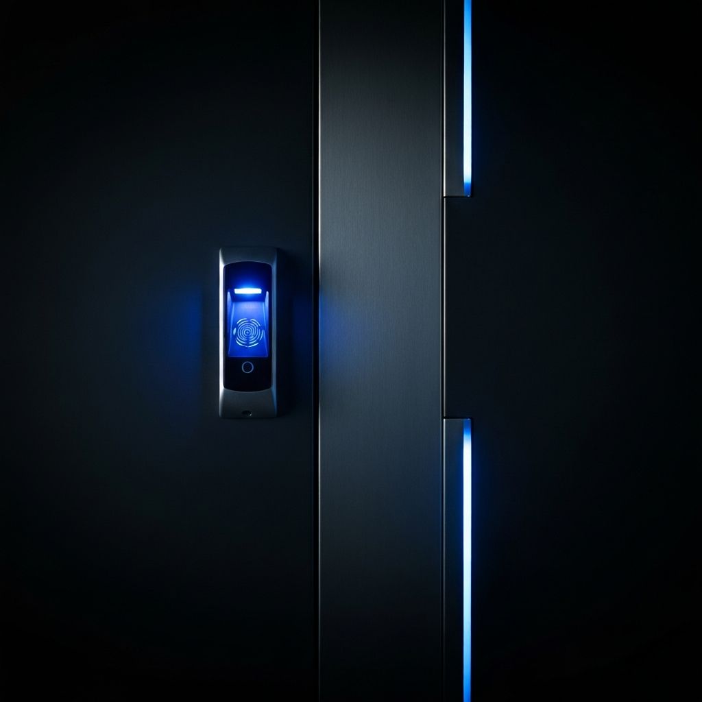 Sistema de control de acceso biométrico instalado por Estudio Piles en nave industrial andaluza